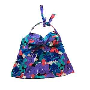 Catalina Womens Halter Tankini Swimwear Top Floral Blue Beach Tropical 18/20W